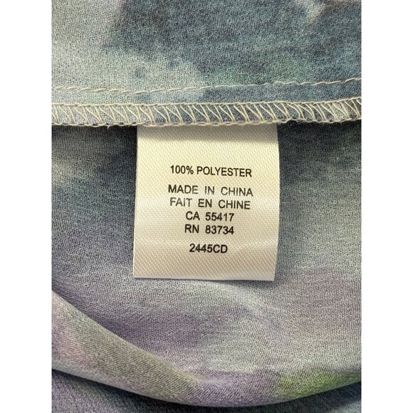 Claire Desjardins Button-Up Tunic Sheer Abstract Top Purple Yellow Womens Size M - Picture 7 of 8